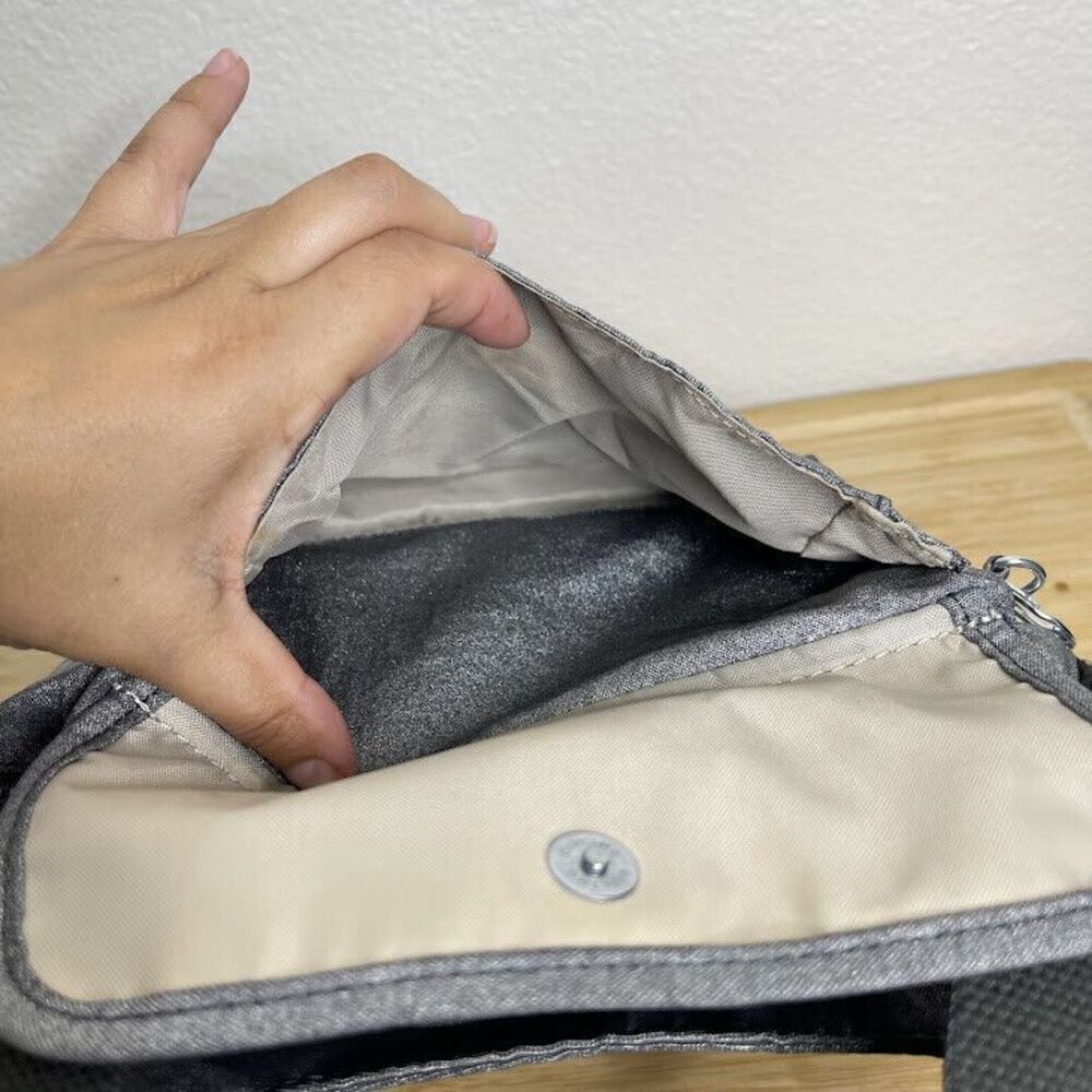 Kipling Shoulder Bag Nylon Silver Grey Felix Mini Double Handle Tote Purse - Picture 5 of 14